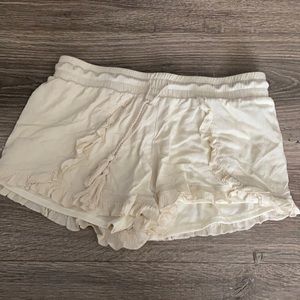 Cream Ruffled Summer Shorts